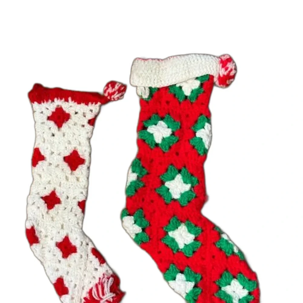 Crocheted tree skirt and stockings cottagecore